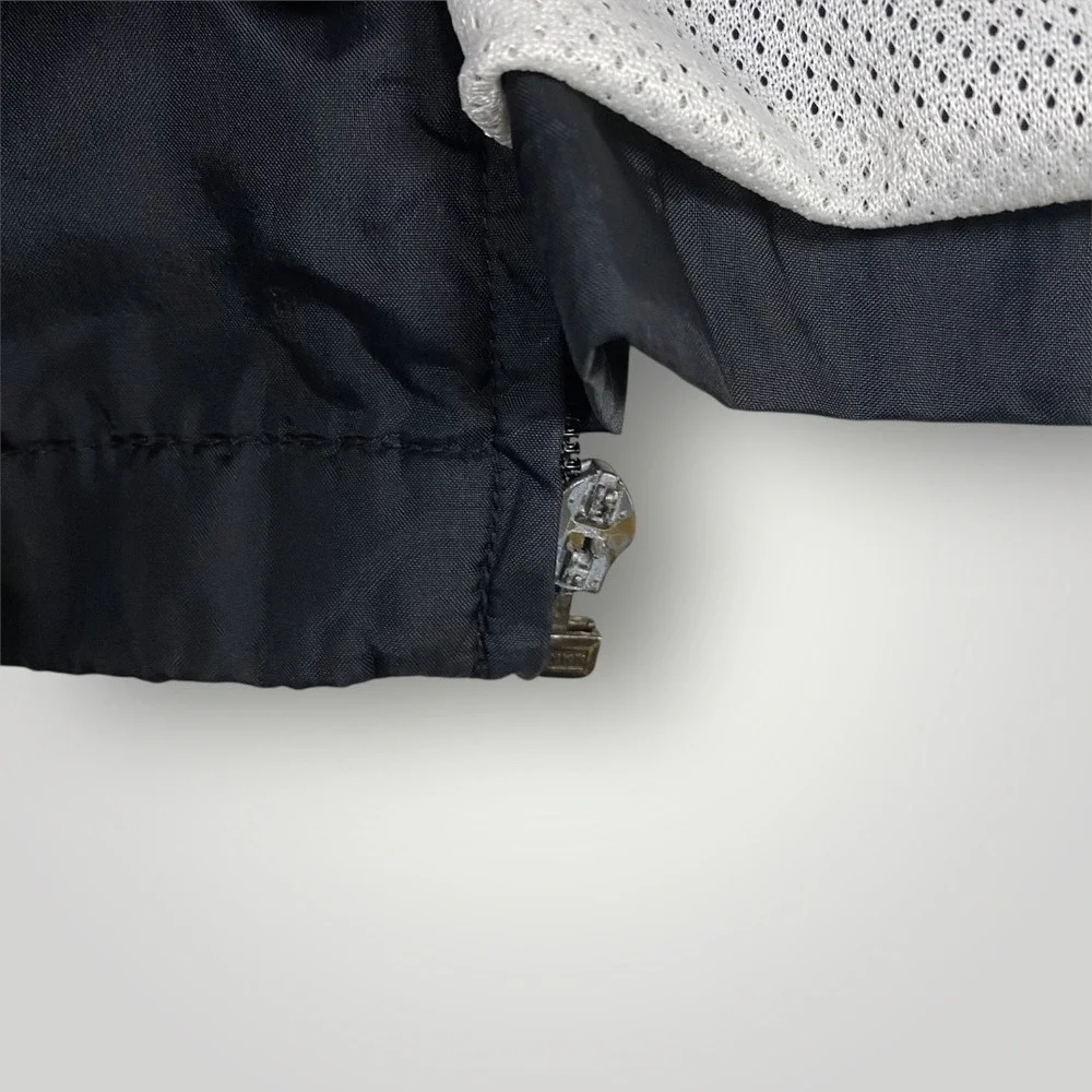 Nike Jacket womens Large Black Blue Full‎ Zip Windbreaker Mesh Lined Pockets 90s